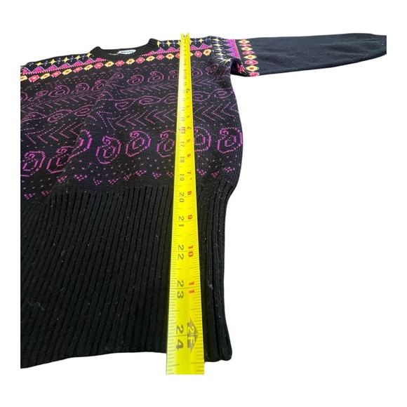 Vintage Meister Sweater Womens Medium Black Wool Blend Embroidered Deadstock 90s - Picture 9 of 9